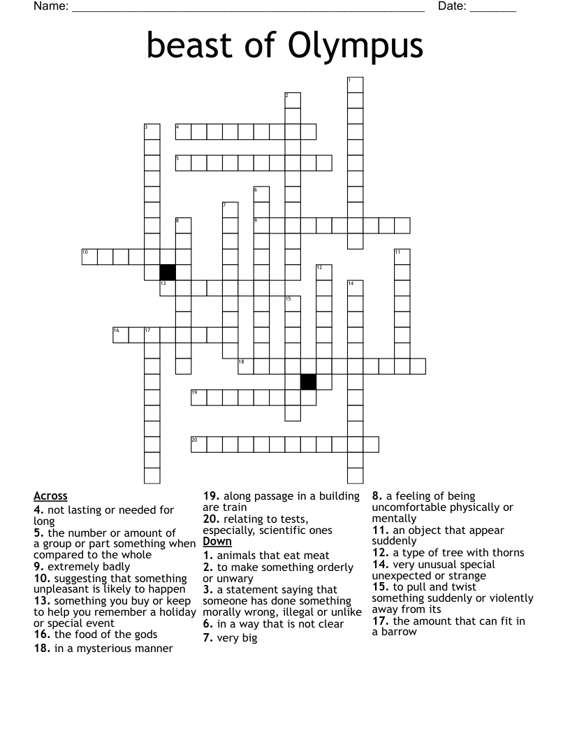 beast of Olympus Crossword