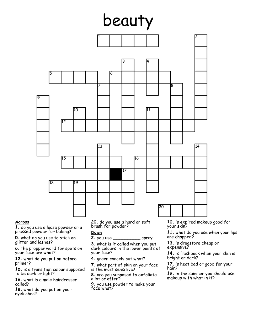 beauty Crossword