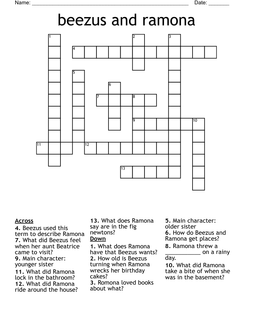 beezus and ramona Crossword