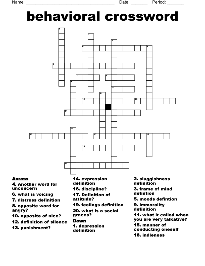 behavioral crossword