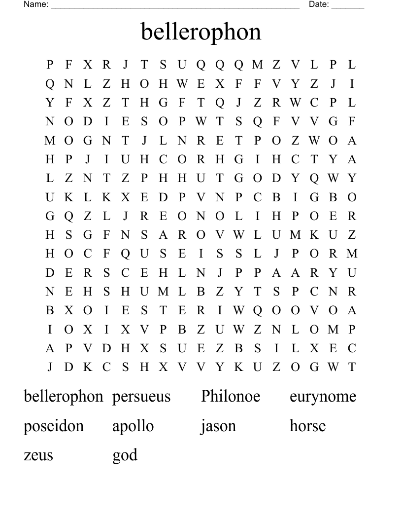 bellerophon Word Search