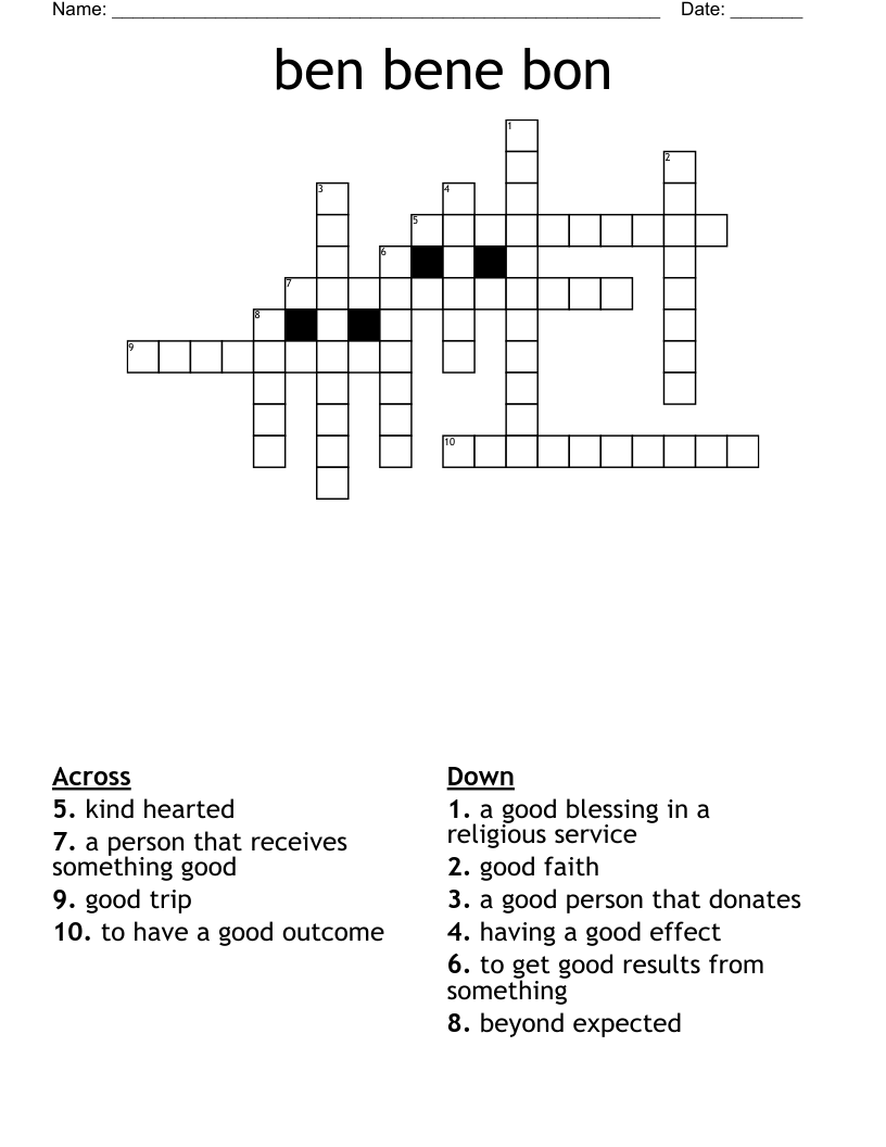 ben bene bon Crossword