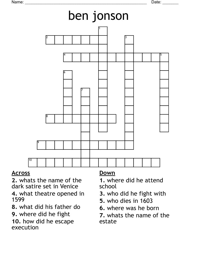 ben jonson  Crossword