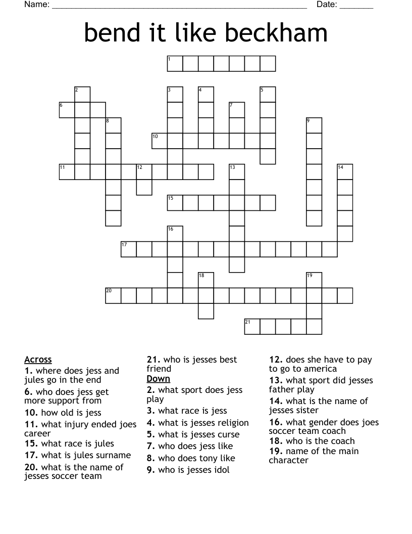 bend it like beckham Crossword