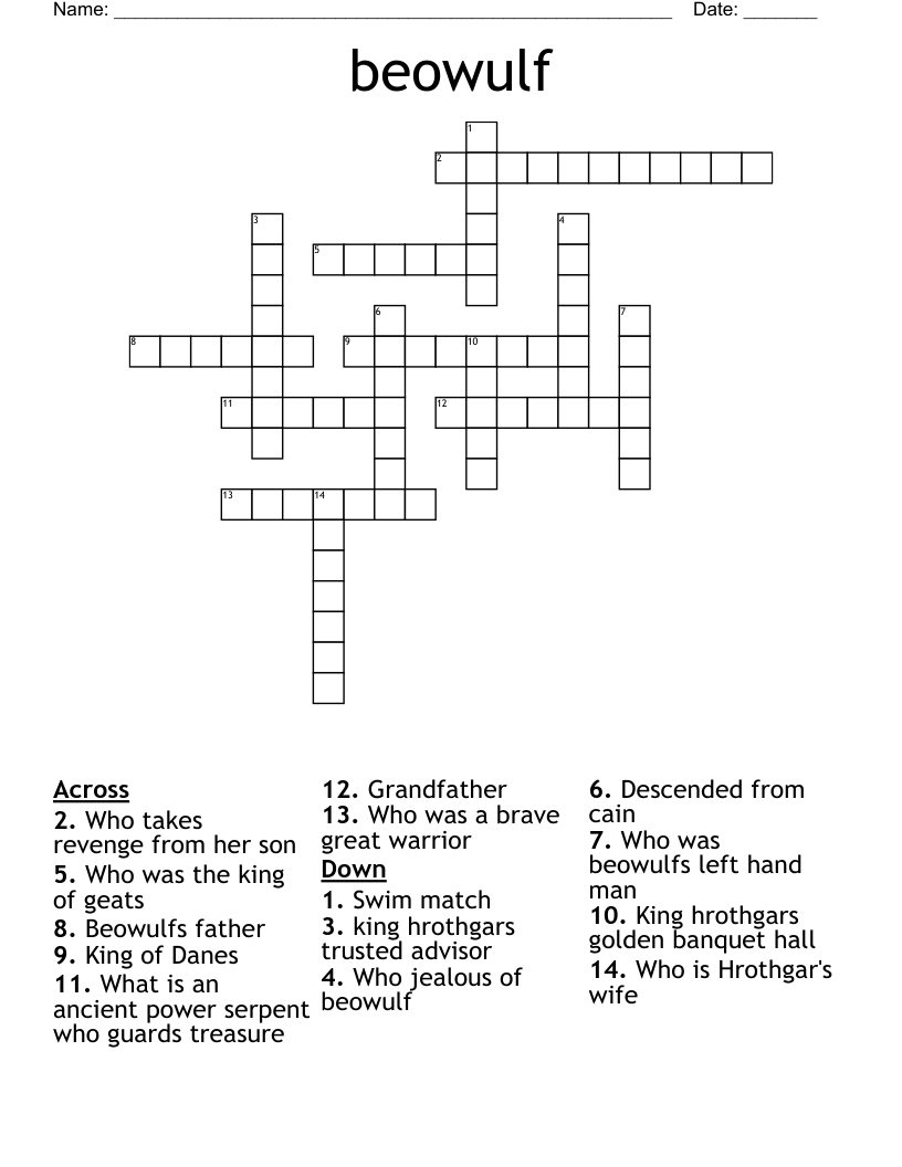 beowulf Crossword