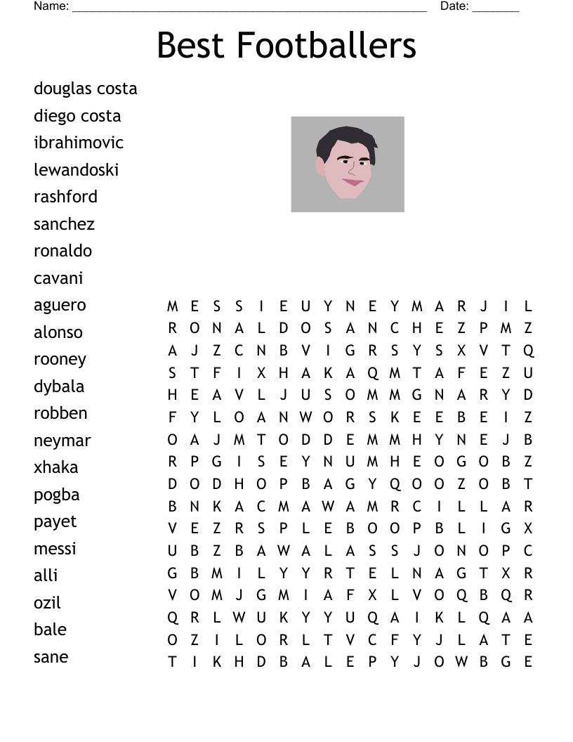 Best Footballers Word Search