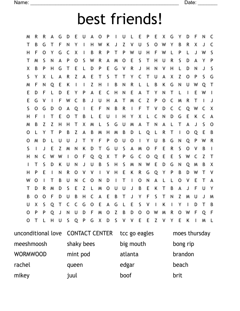 best friends! Word Search