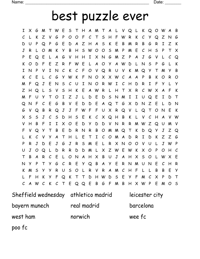 best puzzle ever Word Search