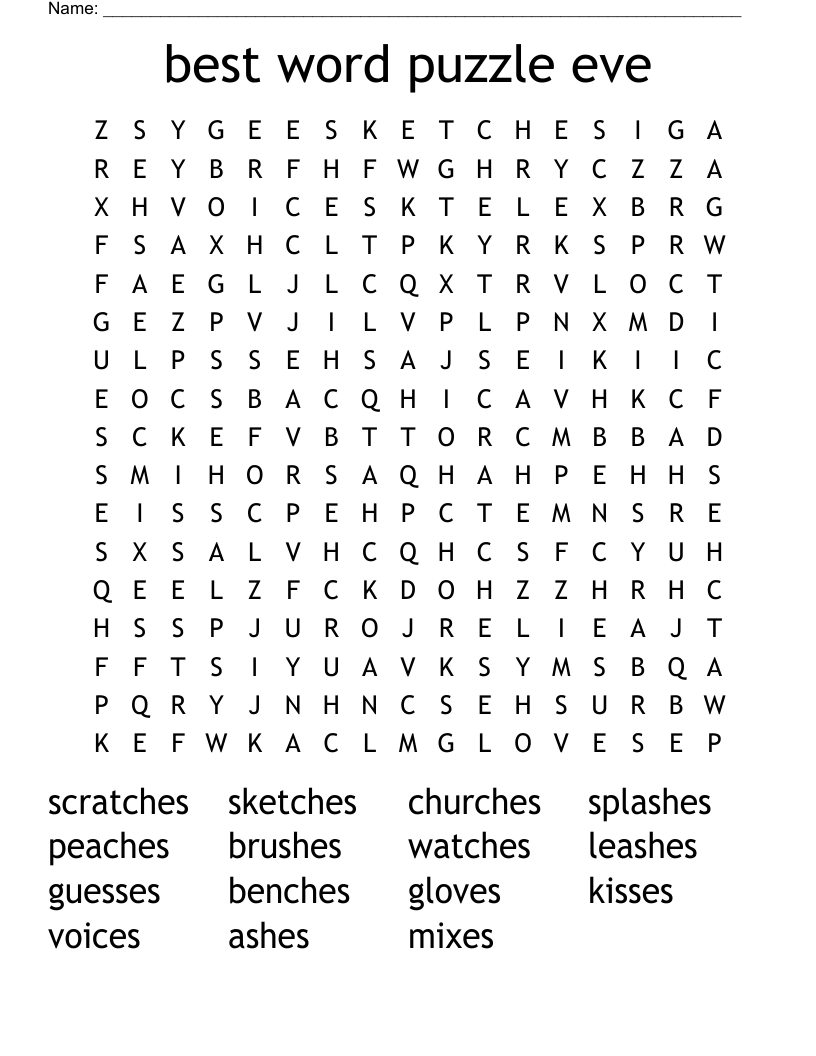 best word puzzle eve Word Search