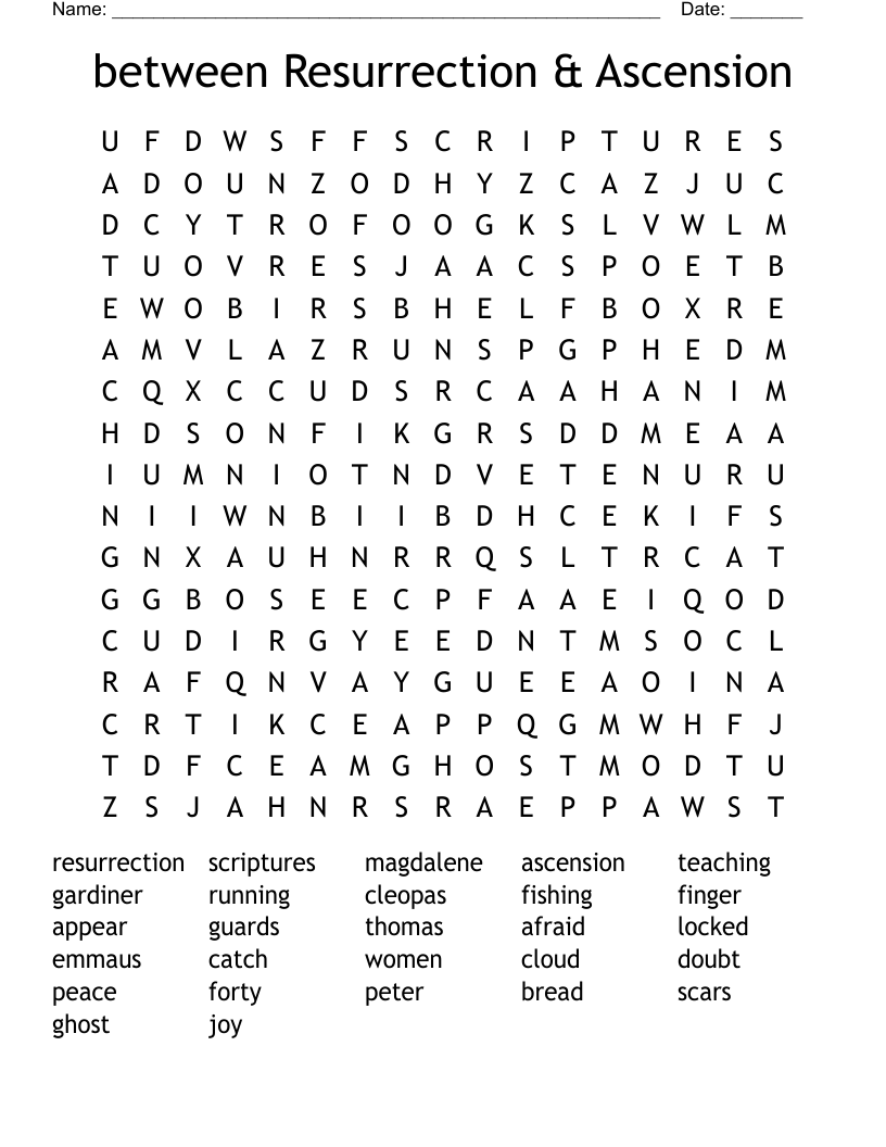 between Resurrection & Ascension Word Search