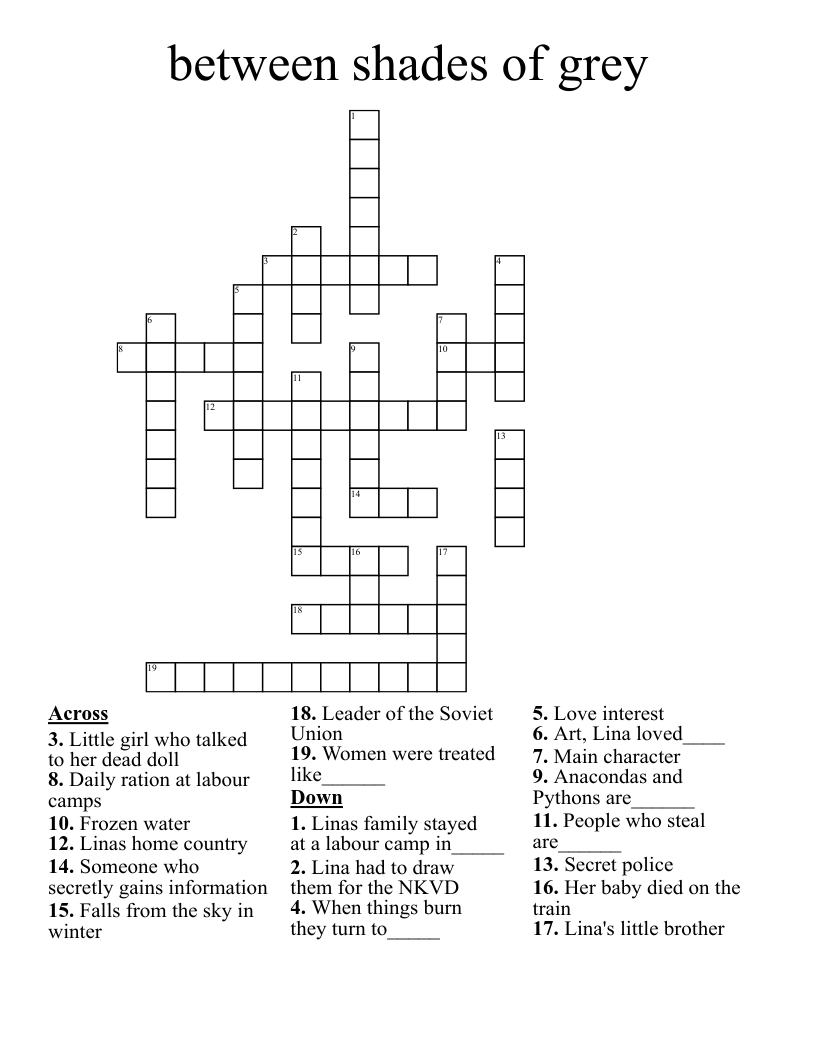 between shades of grey Crossword