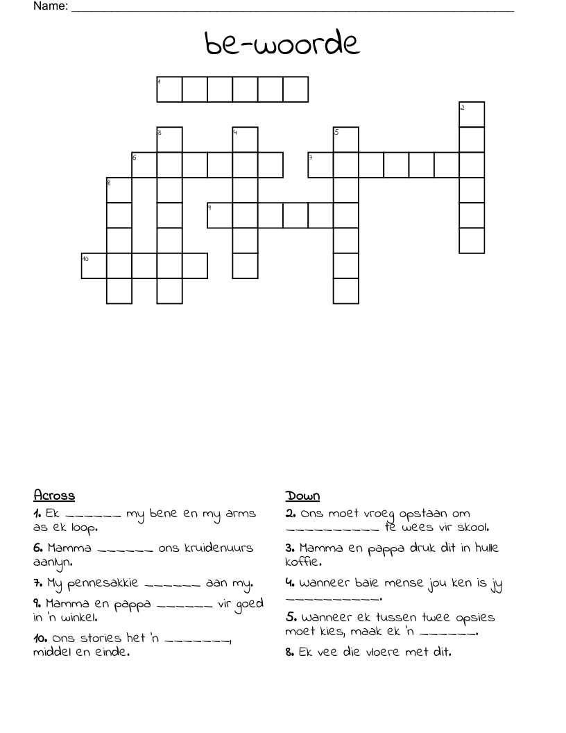be-woorde Crossword