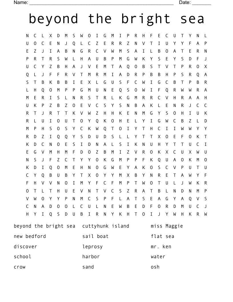beyond the bright sea  Word Search