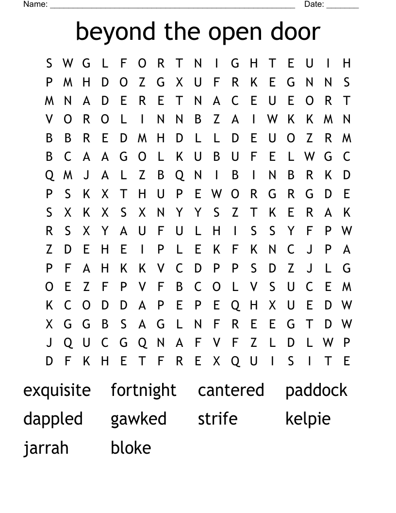 beyond the open door Word Search
