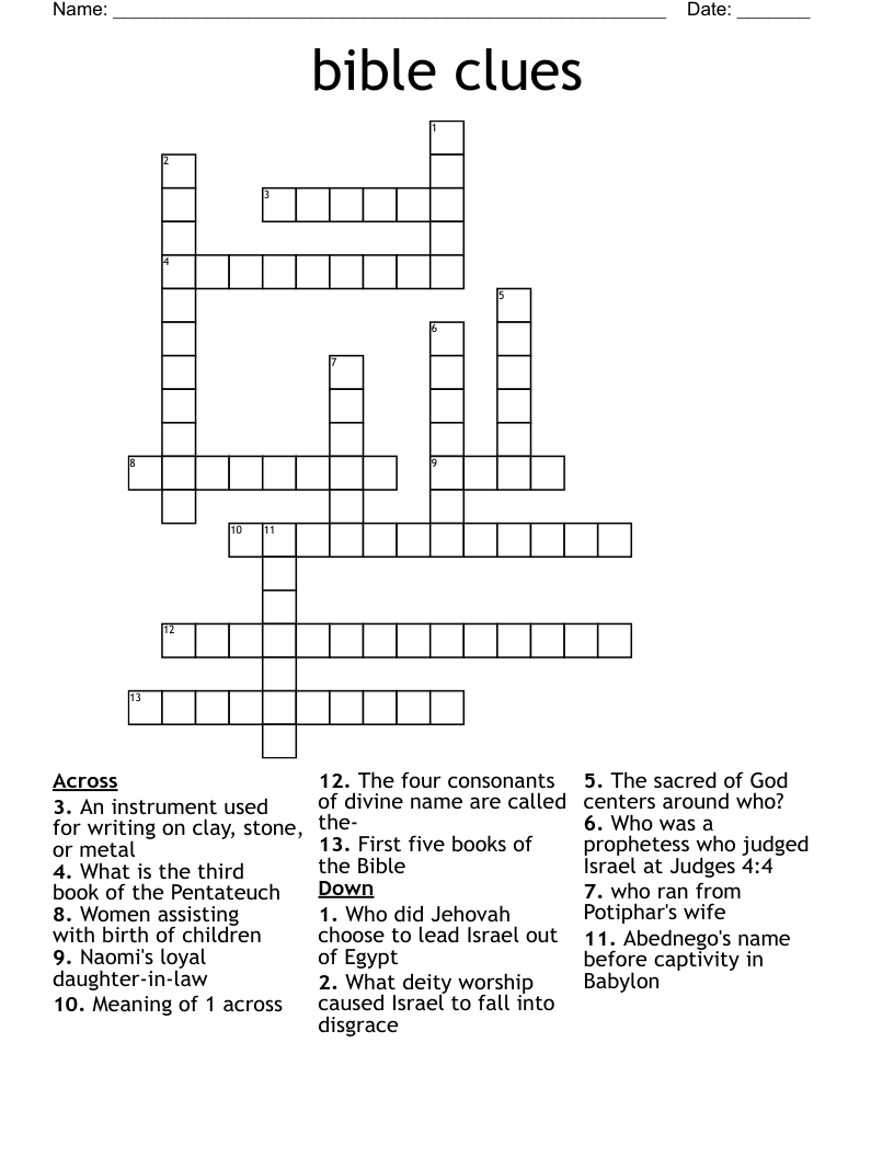 bible  clues Crossword