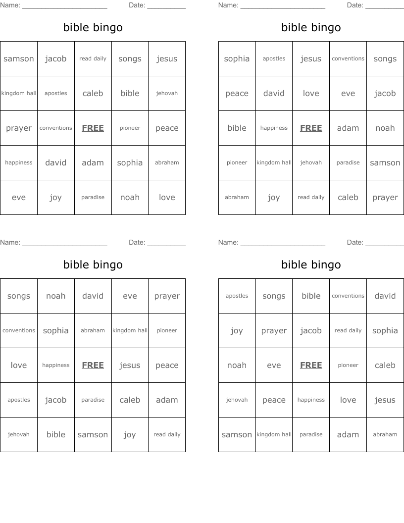 bible bingo
