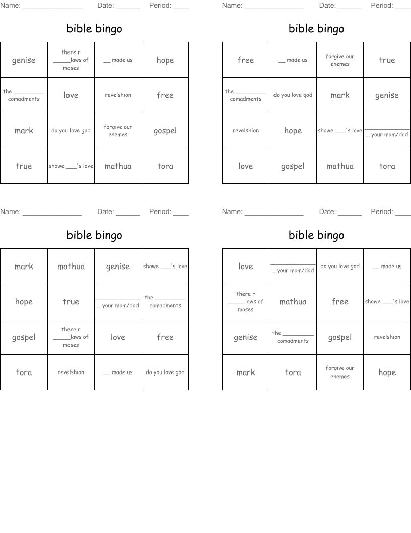 bible bingo