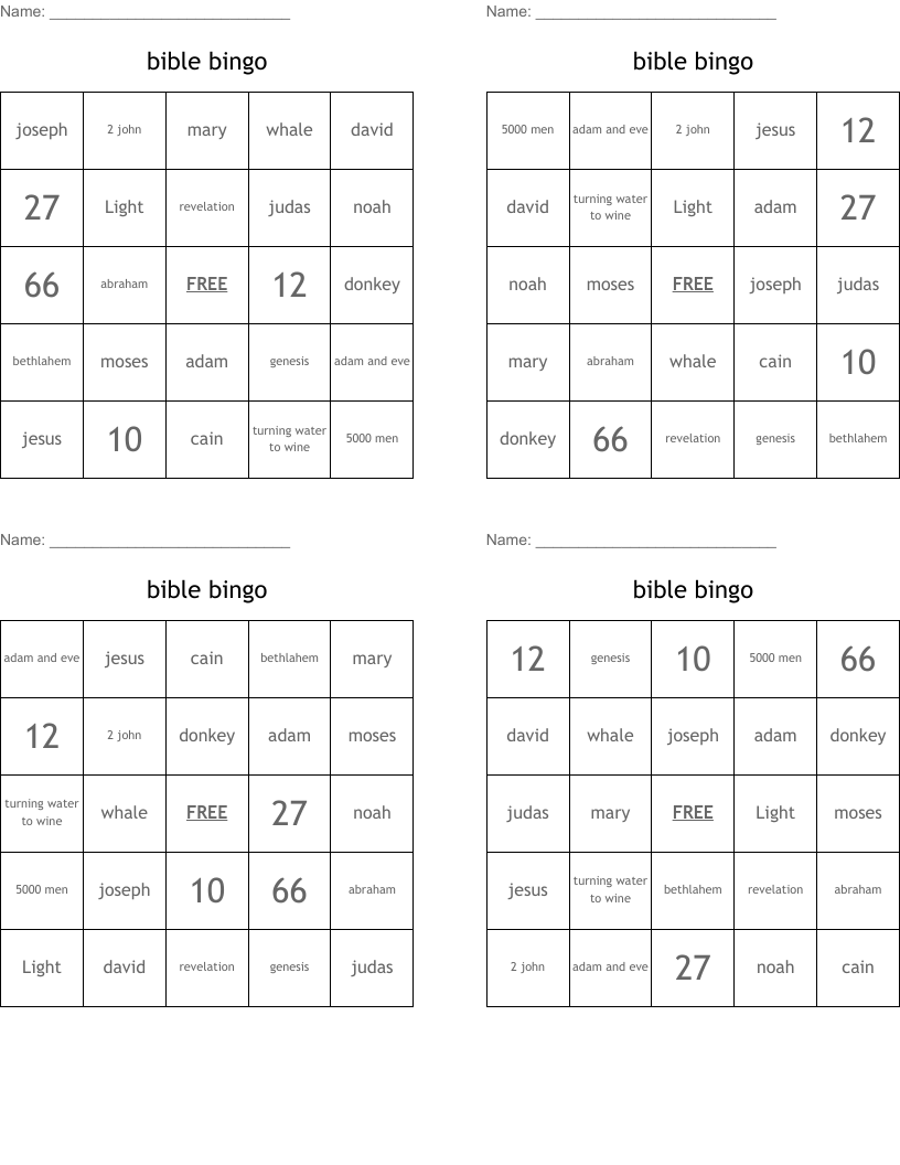 bible bingo