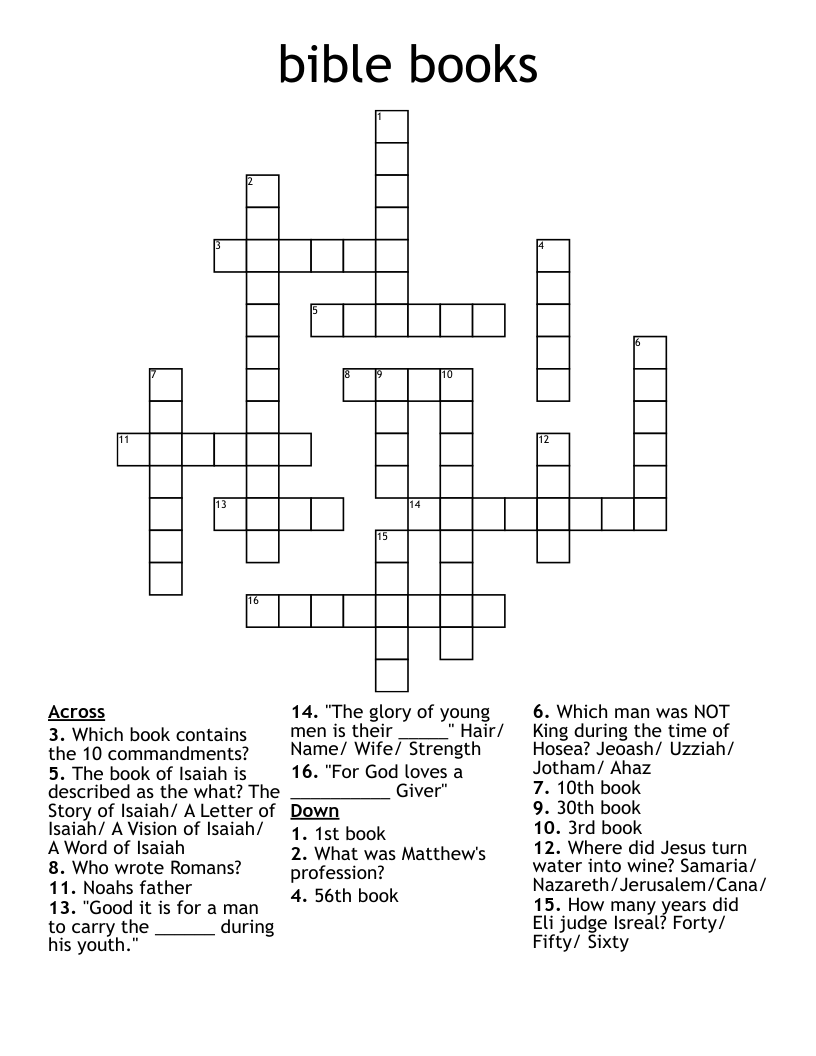 bible books Crossword