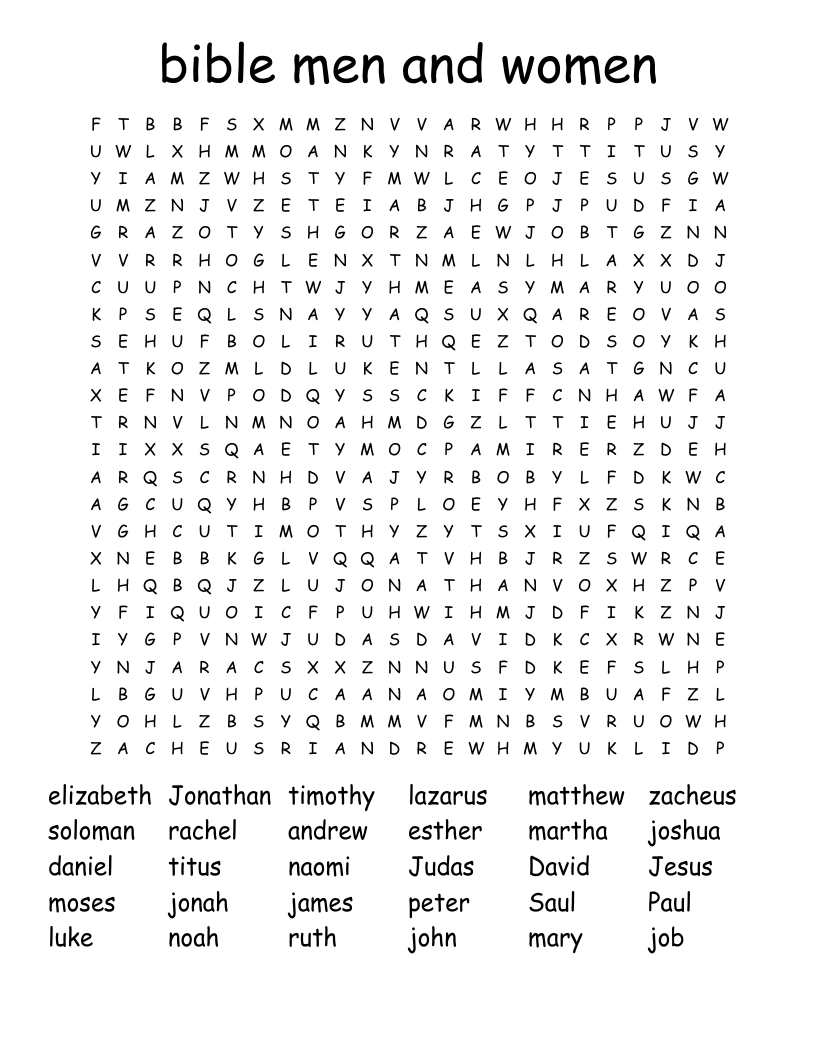 bible men and women Word Search