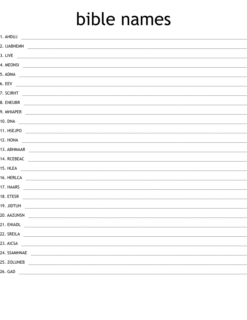 bible names Word Scramble