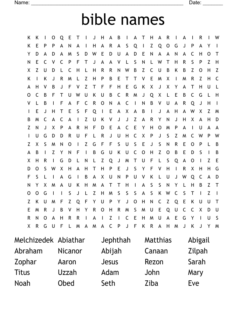 bible names Word Search