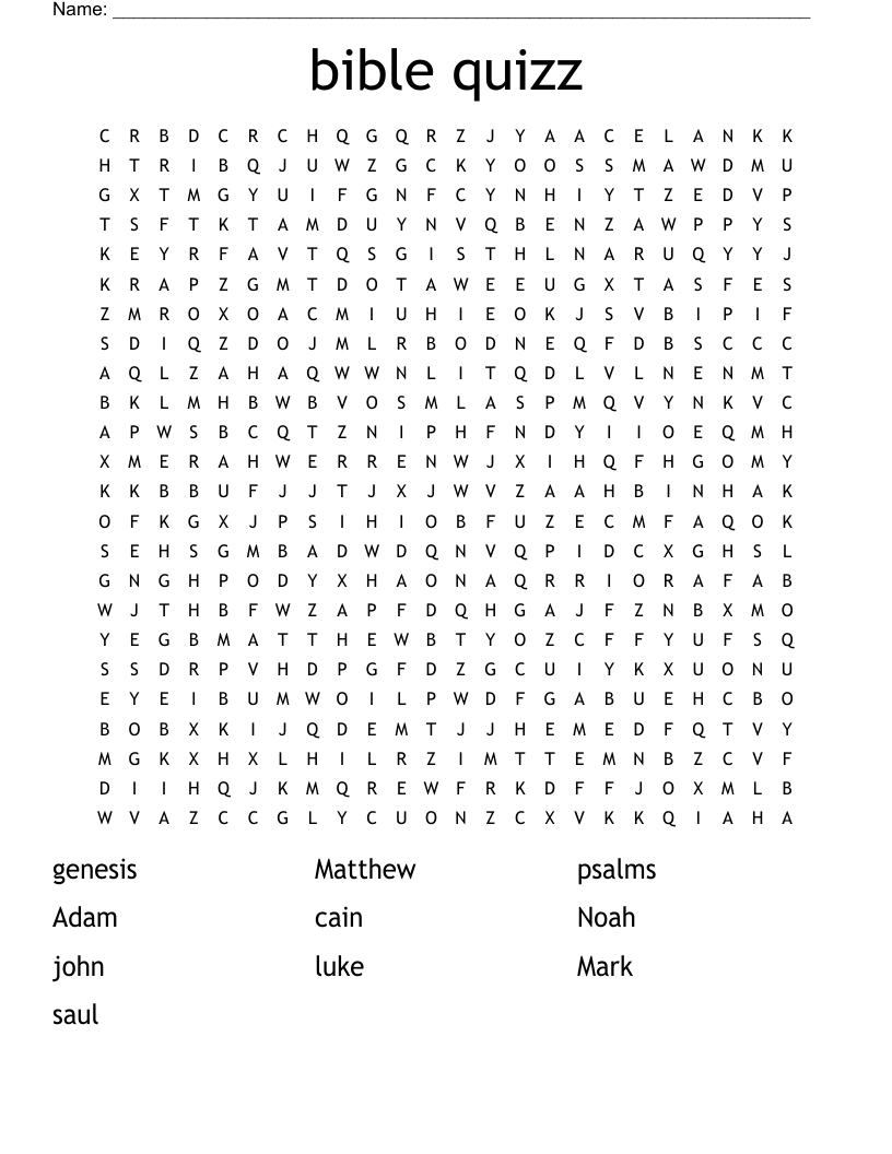 bible quizz Word Search