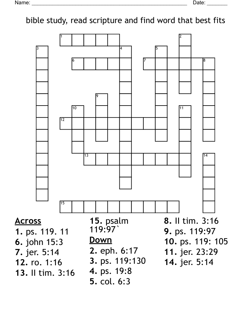 bible study, read scripture and find word that best fits Crossword