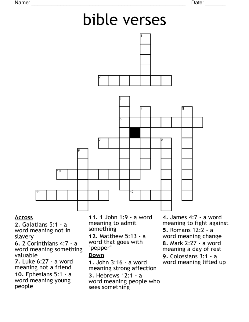 bible verses Crossword