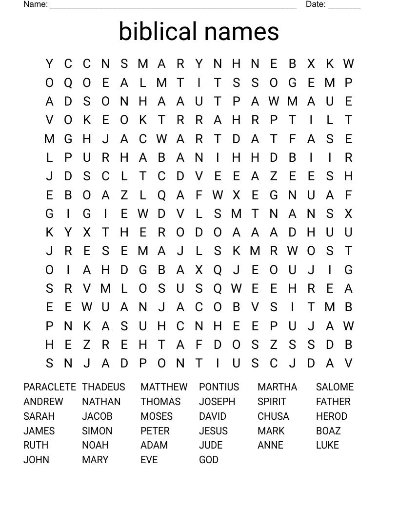 biblical names Word Search