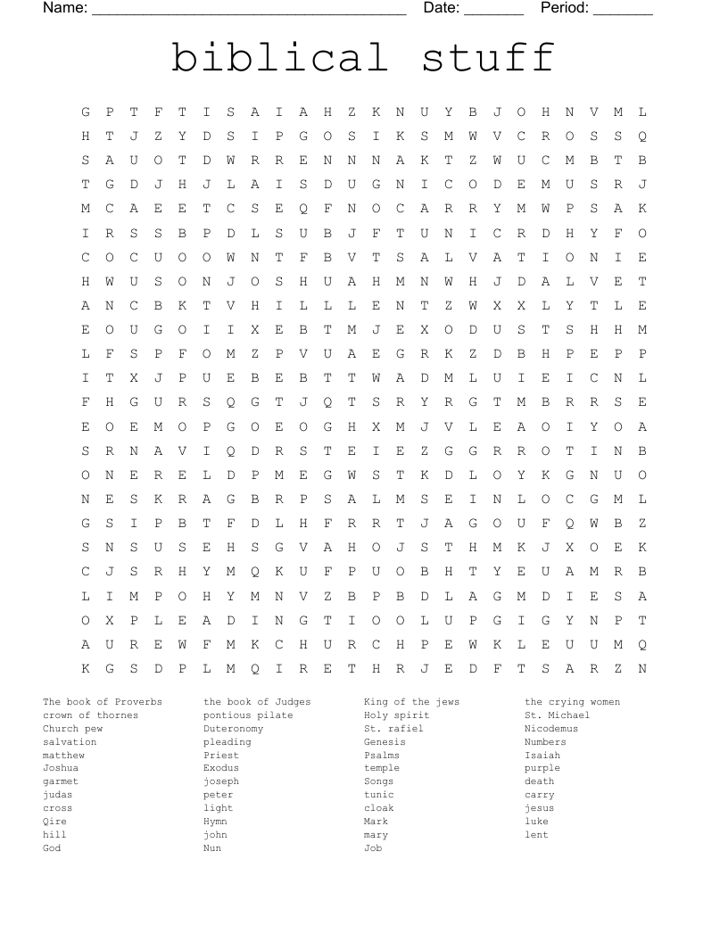 biblical stuff Word Search