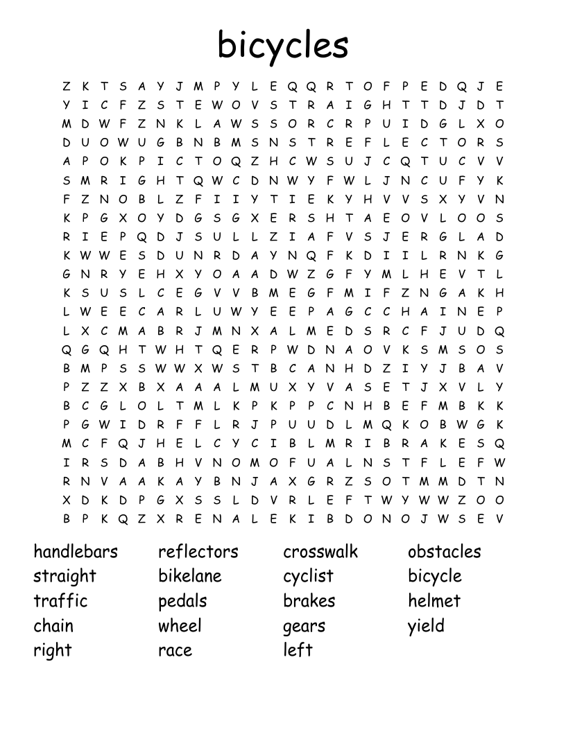 bicycles Word Search