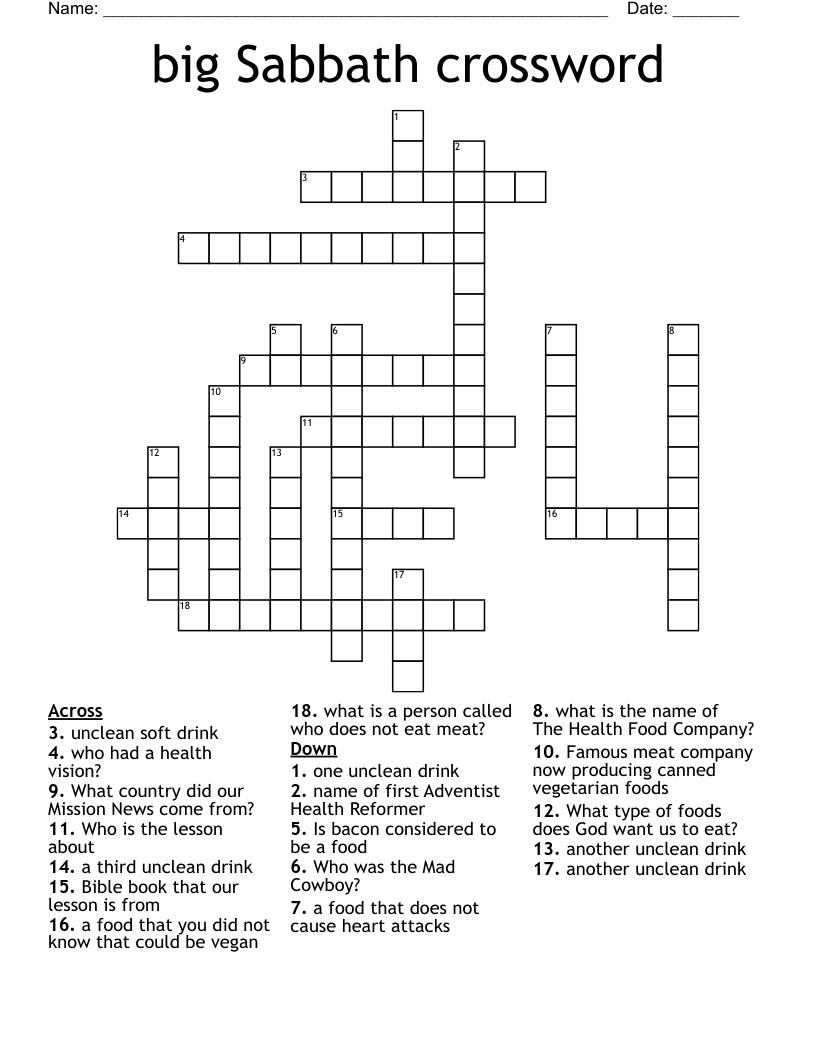 big Sabbath crossword