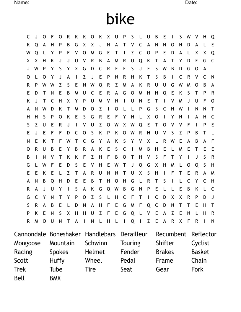 bike Word Search