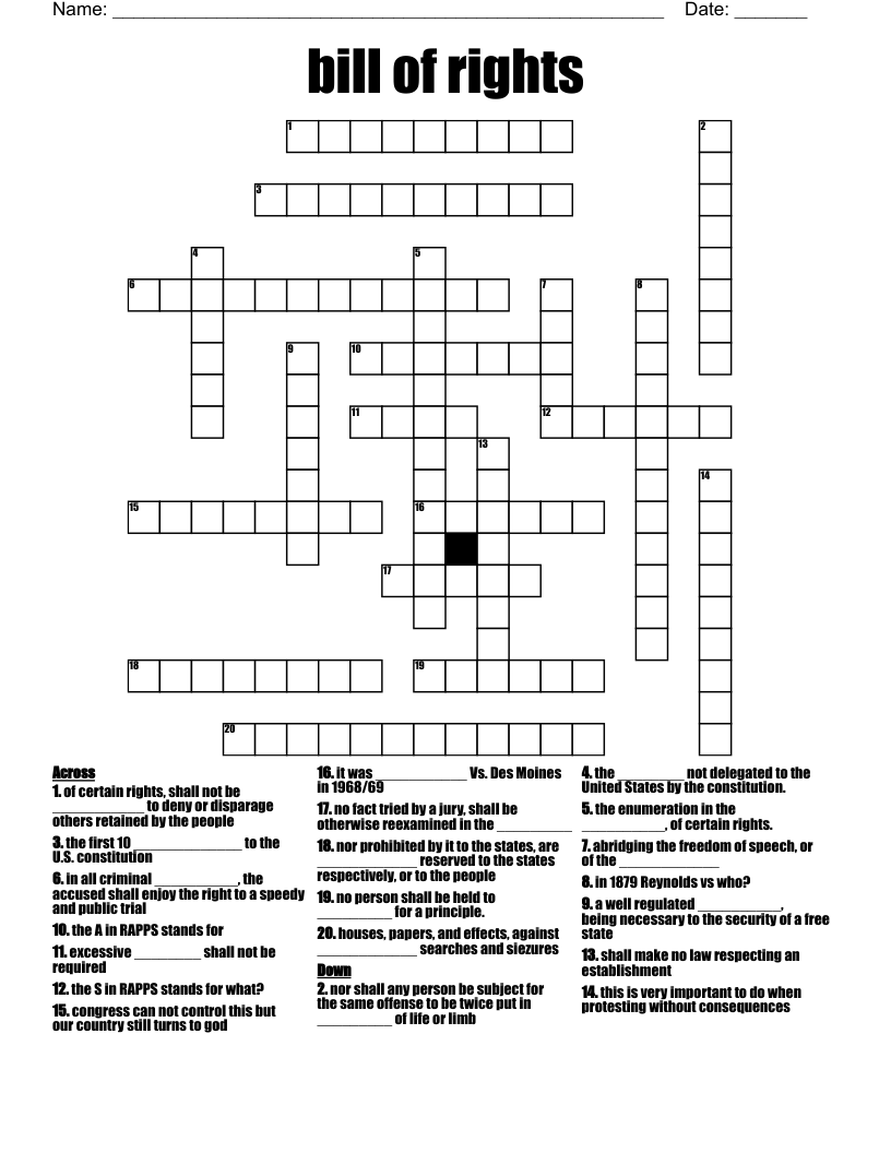 bill of rights Crossword