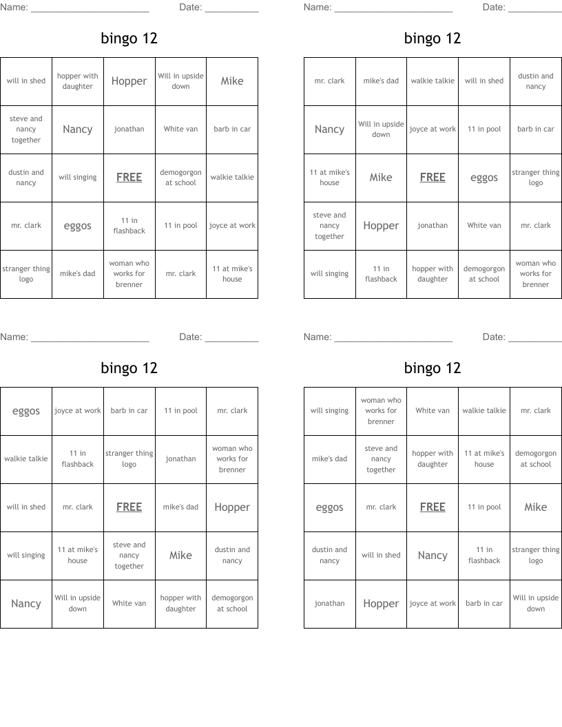 bingo 12