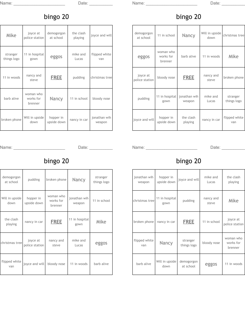 bingo 20