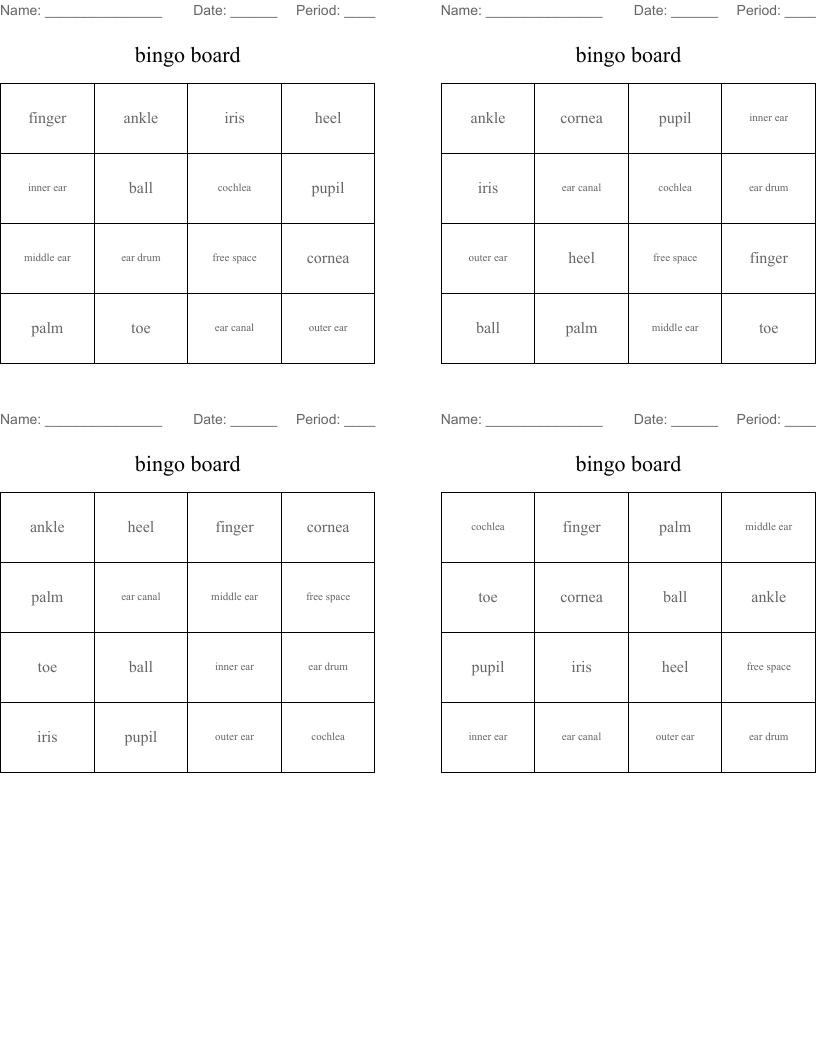 bingo board