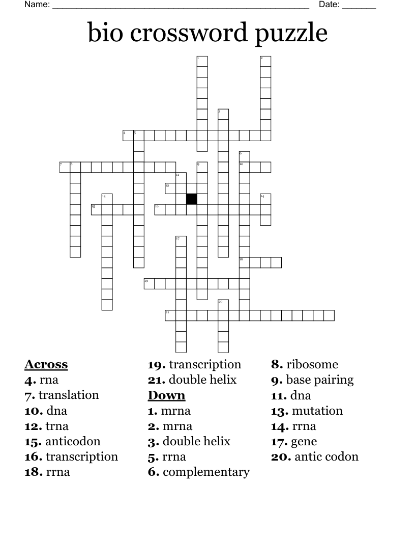 bio crossword  puzzle