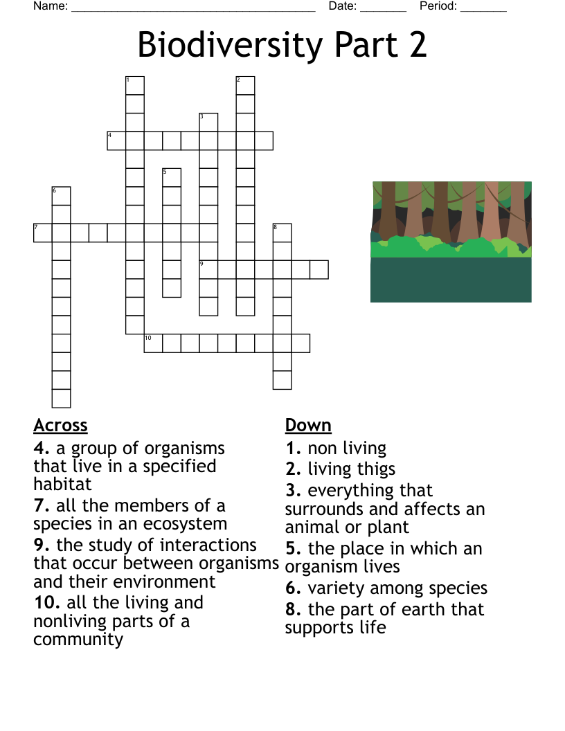 Biodiversity Part 2 Crossword