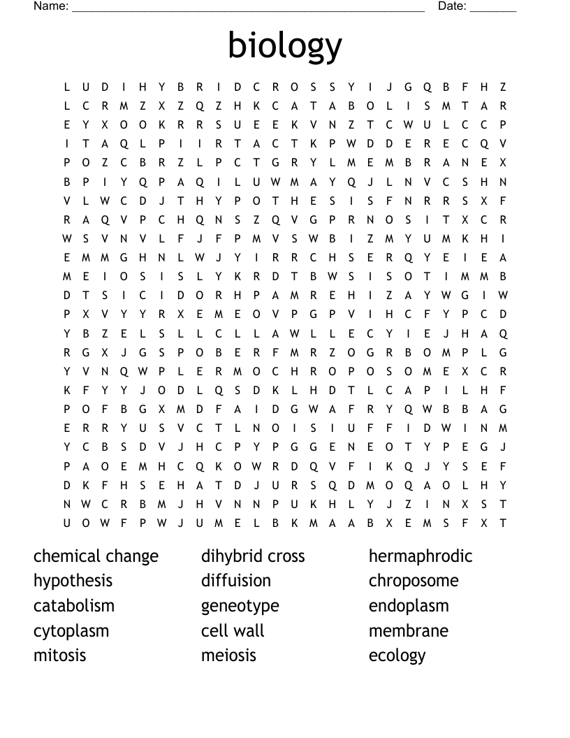 biology Word Search