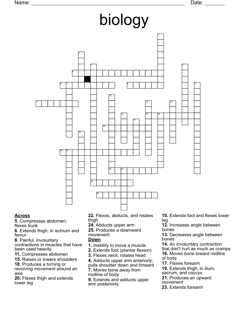 biology Crossword