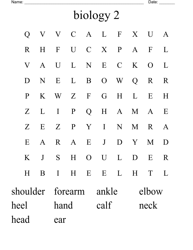 biology 2 Word Search