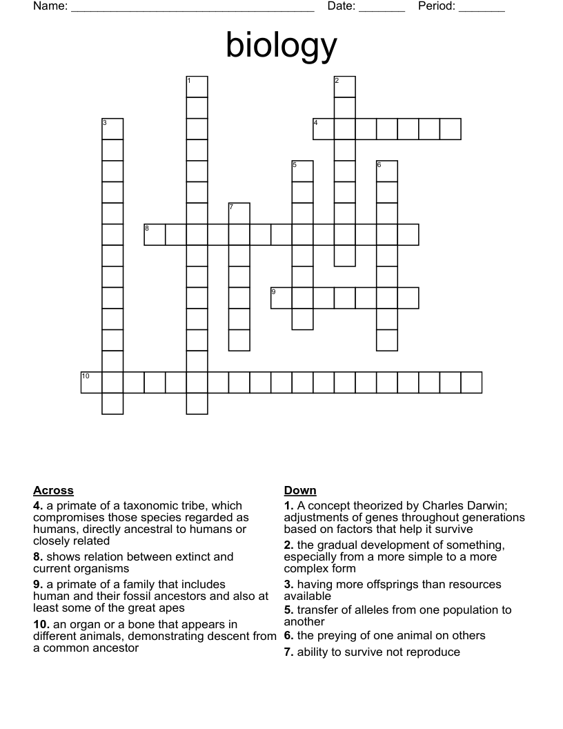 biology Crossword