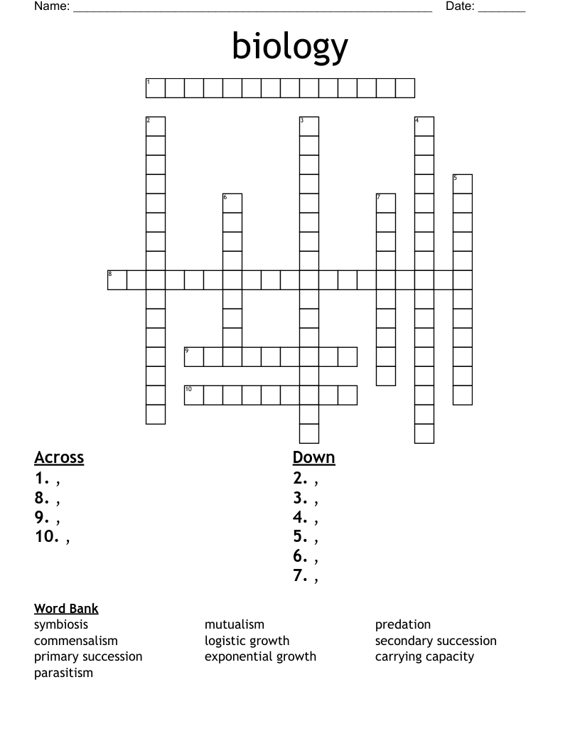 biology Crossword