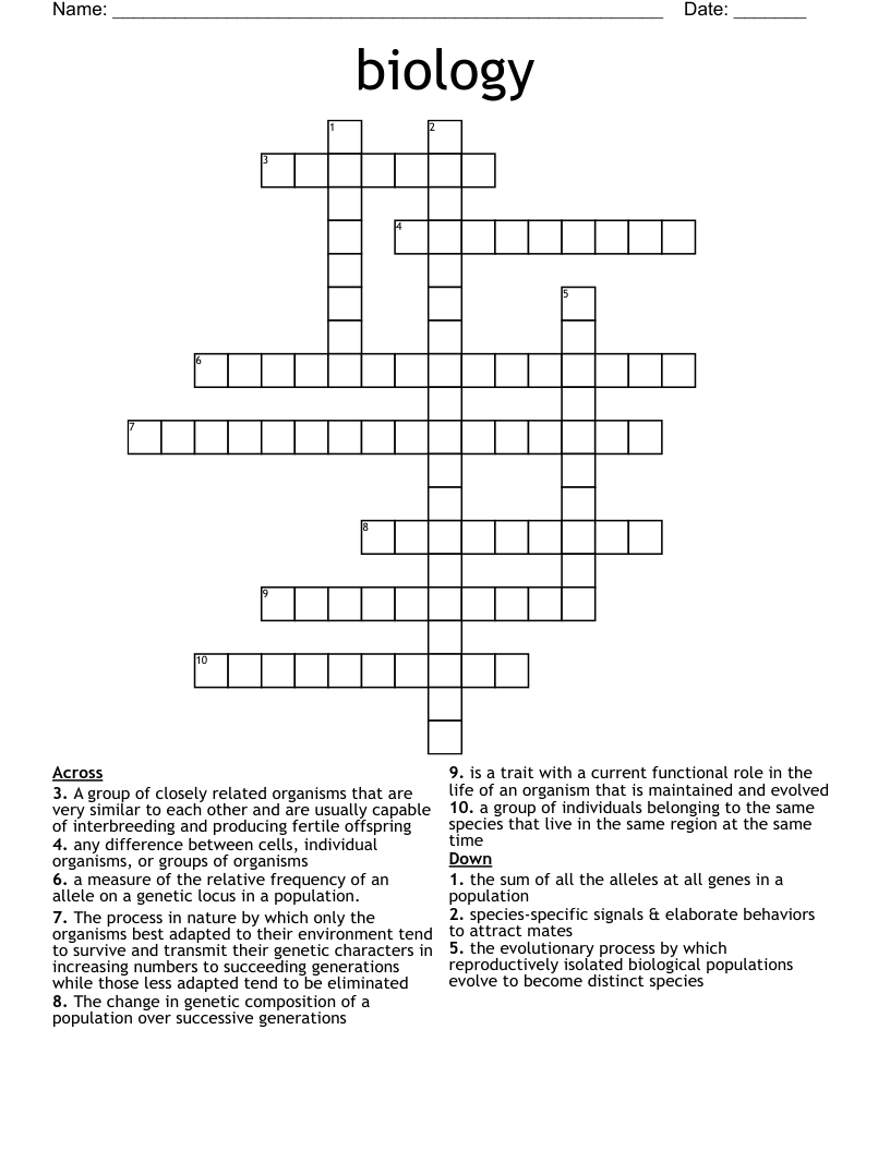 biology Crossword