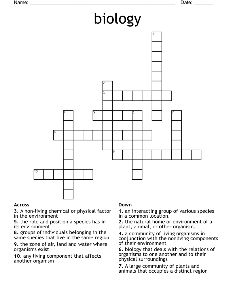 biology Crossword