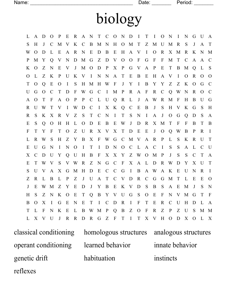 biology  Word Search