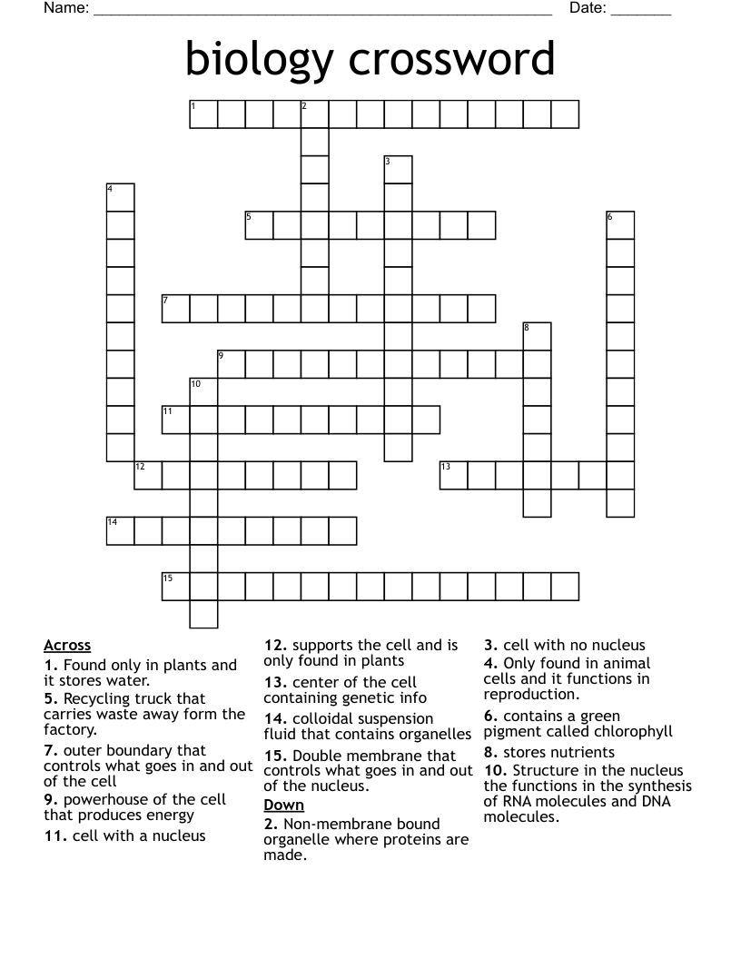biology crossword