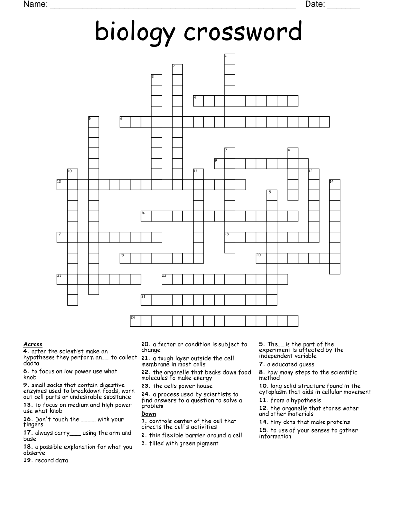 biology crossword